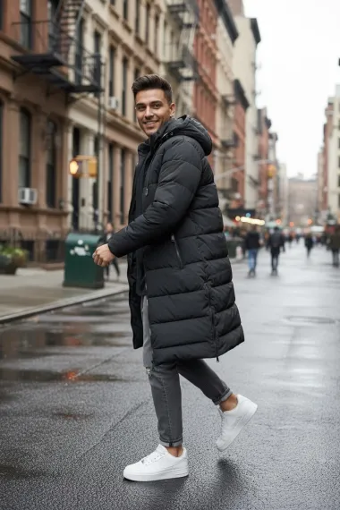 Geaca barbati de iarna neagra A72